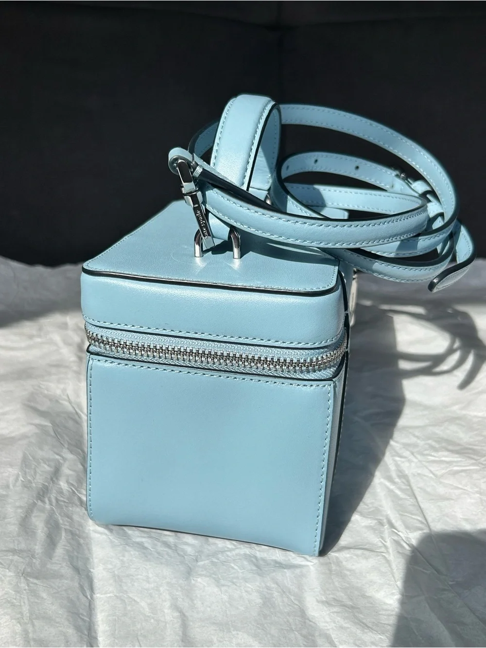 NWT Kate Spade New York Leather Stamp Prints Crossbody Travel Case Bag Aqua